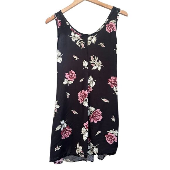 Y2K Women M Tank Romantic Floral Satin Slip Dress Whimsigoth Asymmetrical Vtg - Picture 2 of 7